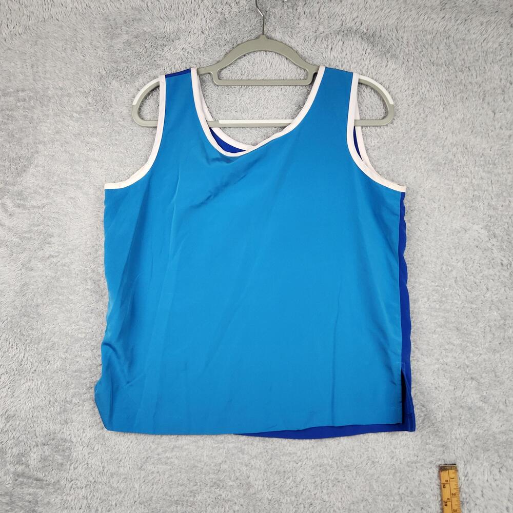 Vintage Susan Graver Tank Top Womens Medium Blue Reversible Jersey USA Boho Y2k